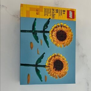 Lego Yellow Sunflower Pair with Green Stems